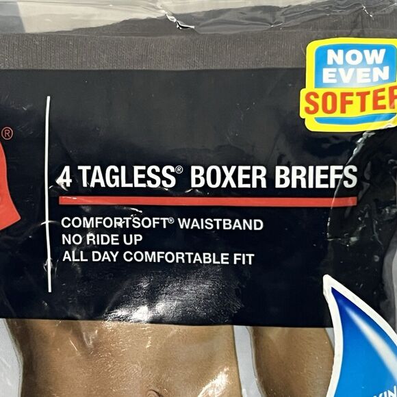 HANES 4 Pack Tagless Underwear Men's M Black Gray Comfort Waistband No Ride Up - Picture 9 of 16